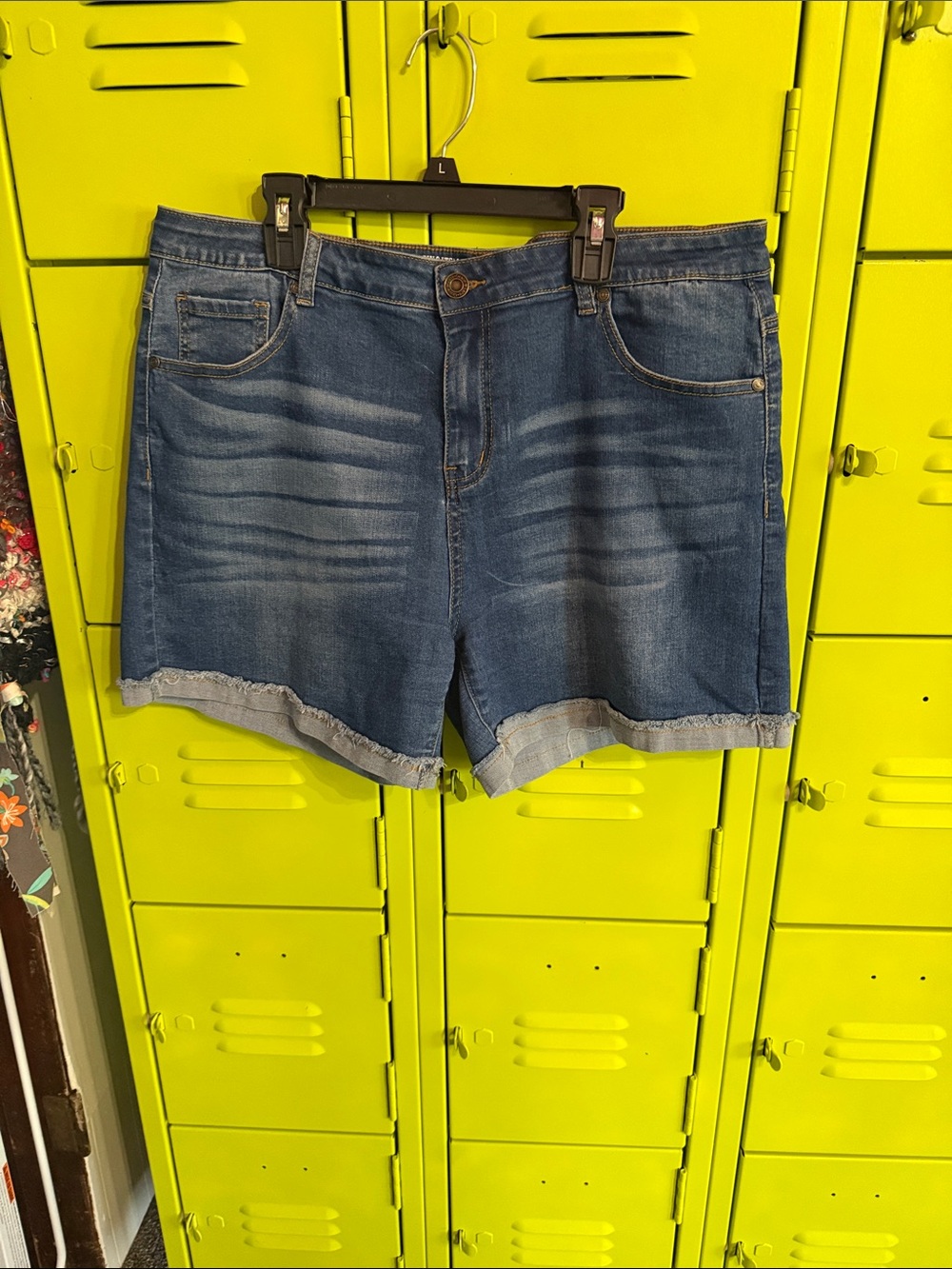 Grace & Lace Rolled-Cuff Denim Shorts in Blue